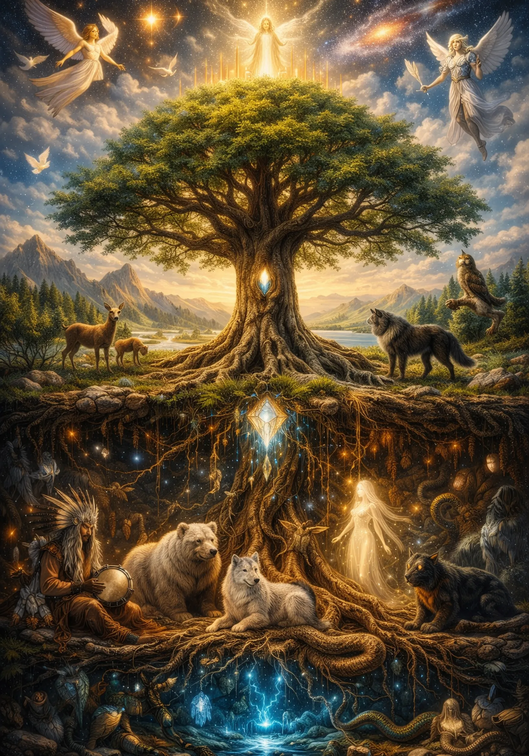 szamanizm, podróże szamańskie, świat dolny, świat górny, świat środkowy, trzy światy w szamanizmie